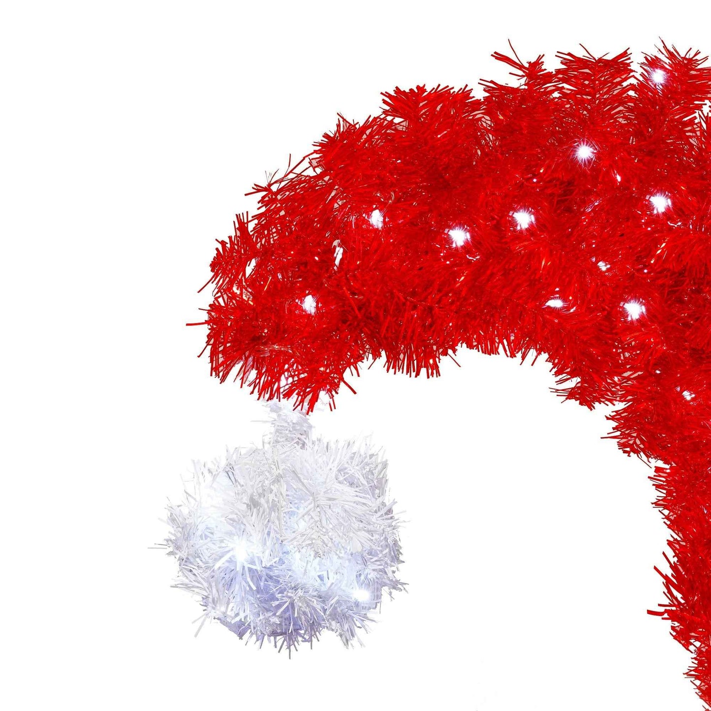 6FT Artificial Christmas Tree With LED Light, Santa's Hat Shape Artificial Whimsical Xmas Tree With 1050 Tip, Curved Xmax Tree