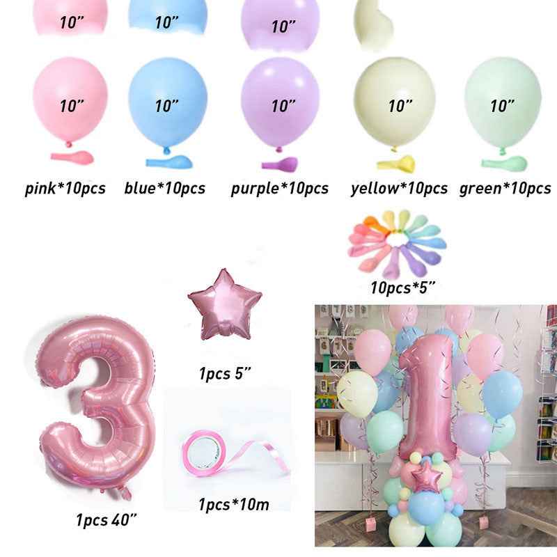 Macaron Latex Balloon Birthday Birthday Full Moon Package Combination Party Scene Layout Decoration