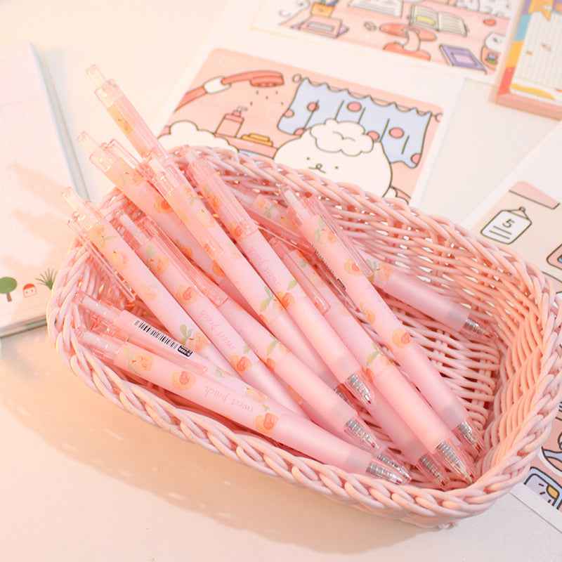 Cute Peach Press Gel Pen Korean Stationery Kawaii Gel Ink Rollerball Pens