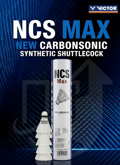 Victor Carbonsonic/New Carbon Sonic MAX Shuttlecock – 12 Synthetic Carbon-Fiber Shuttlecocks, Feather-Feel, Durable Flight, Speed 78