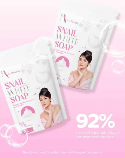 S and J Beauty Snail White Soap with Milk and Japanese Rice Extract, Anti-Aging Moisturizing Face Soap for Skin Repair and Hydration, 70g x 5 Pieces