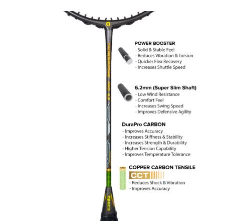 Apacs Thunderdome 6.2 Pro Badminton Racket – Grey 4U