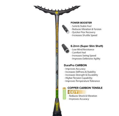 Apacs Thunderdome 6.2 Pro Badminton Racket – Grey 4U