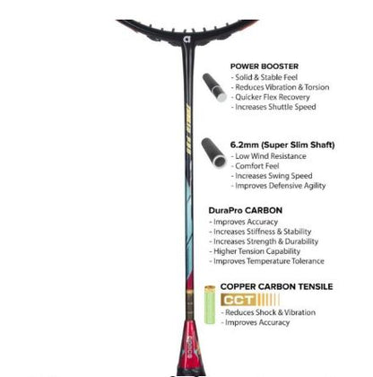 Apacs Ziggler Pro 6.2 Badminton Racket – Black/Red 4U/G5